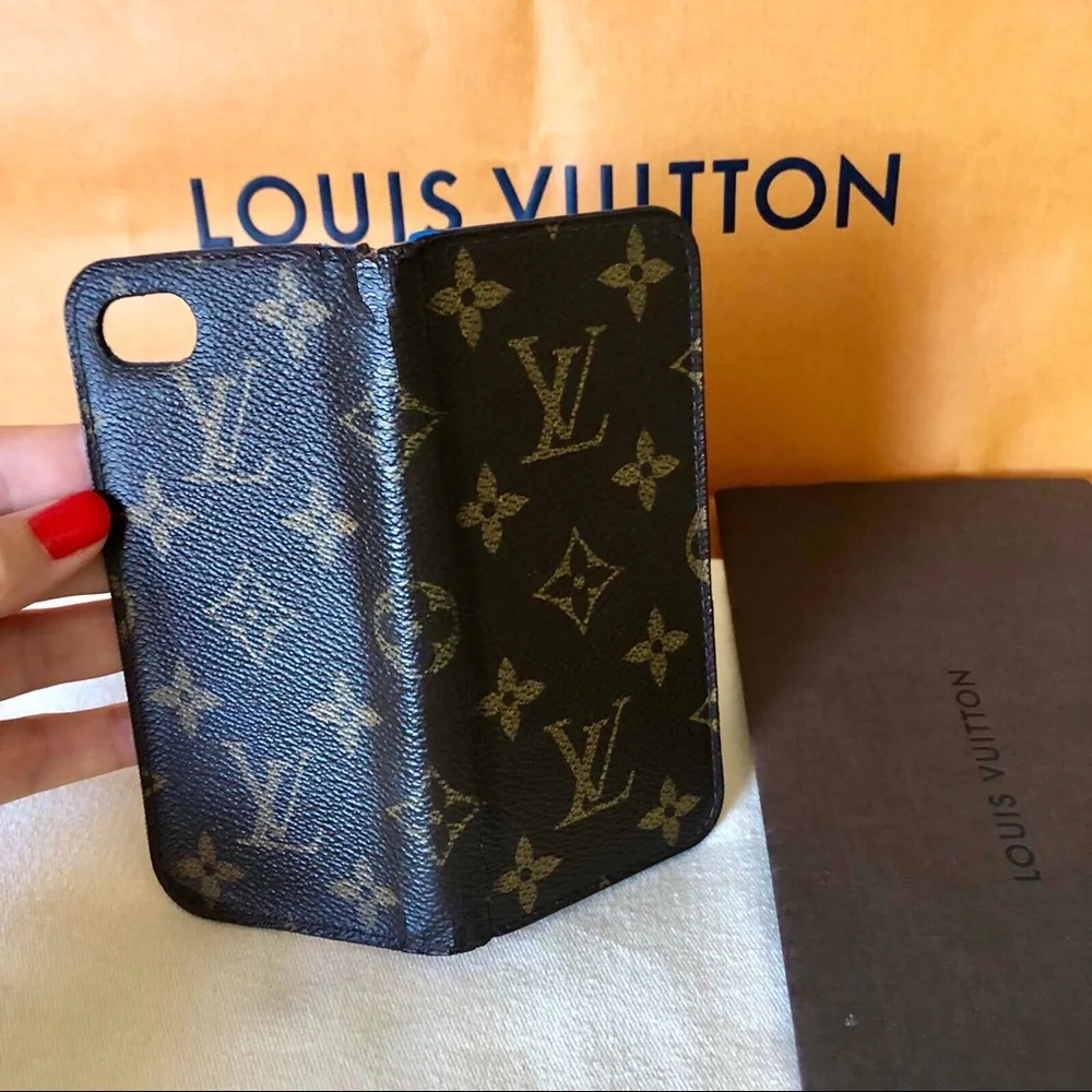 Louis Vuitton LV Monogram and Blue Phone Case Auth